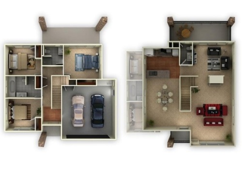 Contoh denah rumah minimalis type 60 2 lantai (Jennian)