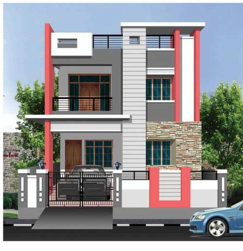 Elevation Designs Of Hyderabad For 3 Floors | Joy Studio 