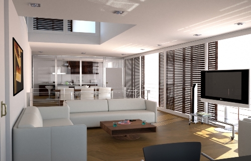 Contoh desain interior rumah minimalis 2 lantai tanpa sekat permanen