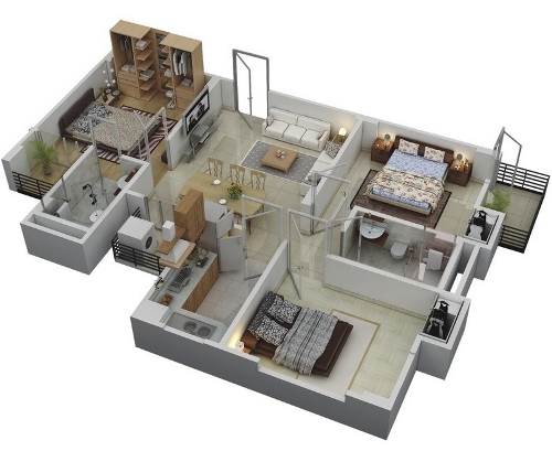 Contoh rencana ruang rumah minimalis modern 1 lantai