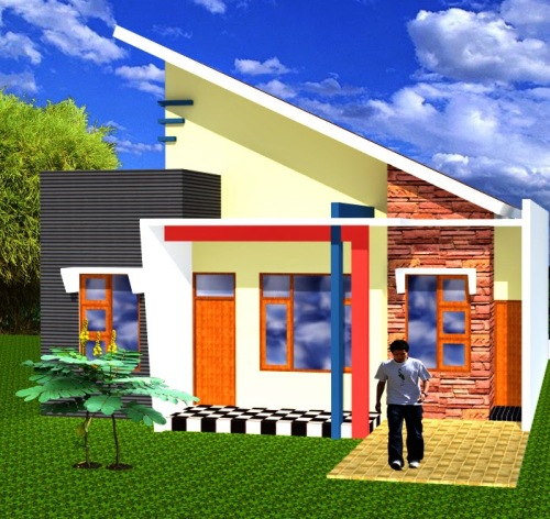 Contoh rumah minimalis sederhana dengan atap sandar