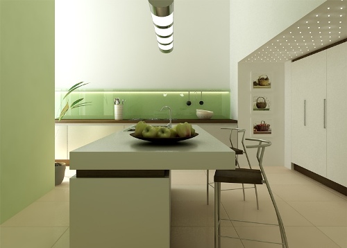 Dapur dengan furniture sederhana bernuansa kontemporer