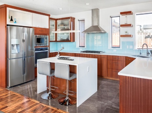 Desain interior dapur minimalis dengan kitchen island - Freshome