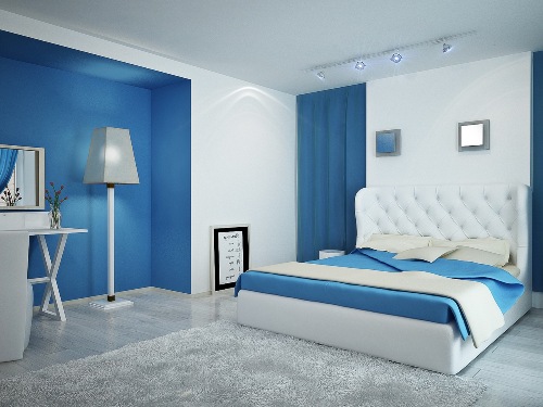 Desain Interior Kamar Tidur Minimalis Dengan Warna Biru Rumahminimalis Com