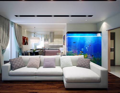 Desain interior rumah minimalis dengan aquarium (Alhabibpaneldoors)