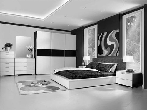 Kamar tidur minimalis dengan tema monokrom