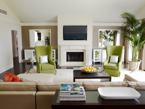 Ruang keluarga bernuansa segar dengan sentuhan warna hijau