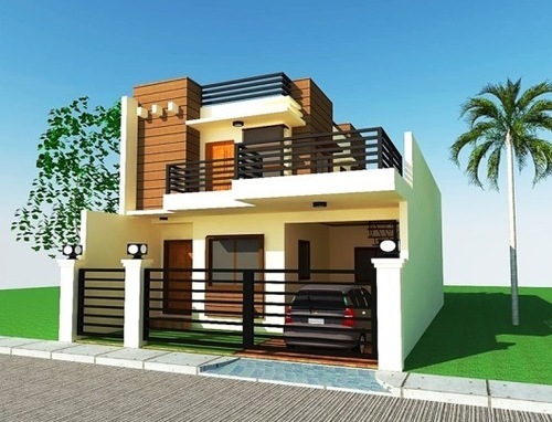 model rumah minimalis 2 lantai dengan atap datar untuk decking