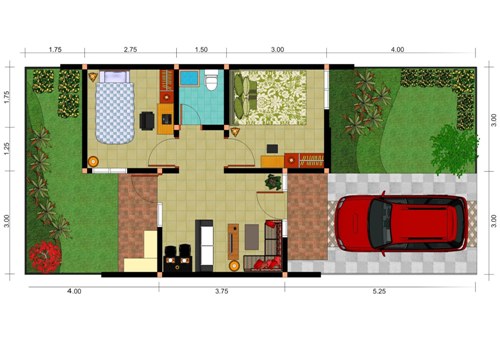 Sketsa Rumah Minimalis 1 Lantai  Di Lahan Kecil