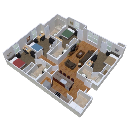 Gambar Denah Rumah Sederhana 1 Lantai Dengan 4 Kamar Tidur